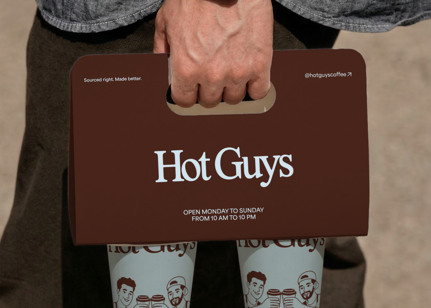 HOT GUYS COFFEE CUP HOLDER MOCKUP